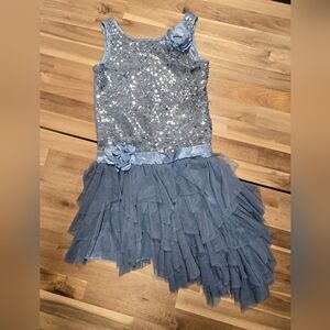 Sparkling Blue Kids Tulle Party Dress
